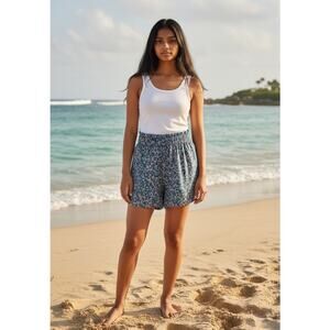 MIRTH Track Shorts Size M Blueberry Floral Cotton NWT Artisan Made $168